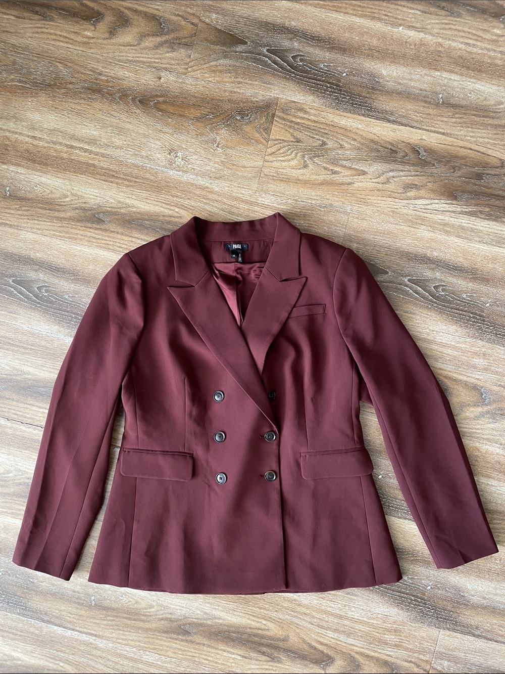 Paige Malbec Double Breasted Blazer in Mahogany